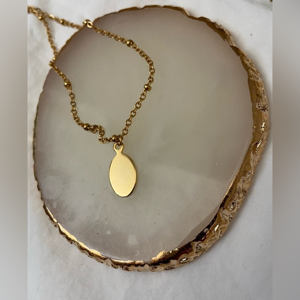 Dainty Flat COIN Necklace |‎ GOLD Stainless Steel 
Pendant
